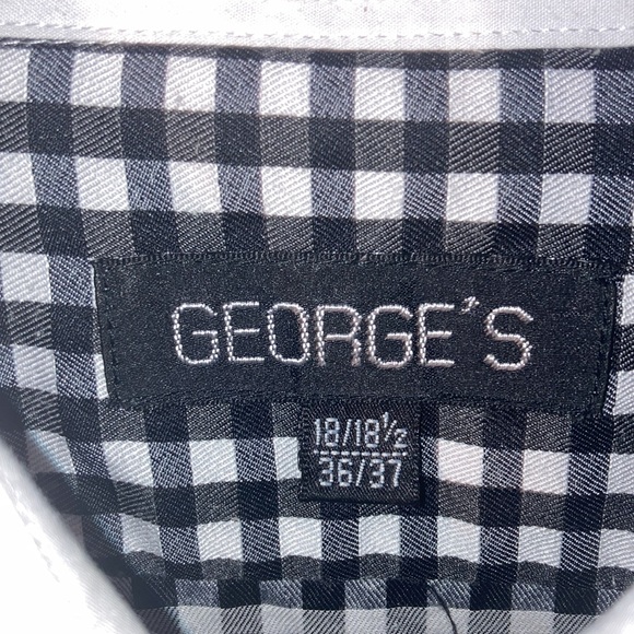 Georges | Men’s Black/White Checkered Dress Shirt - Size 18/18 1/2 36/37 - Picture 4 of 12